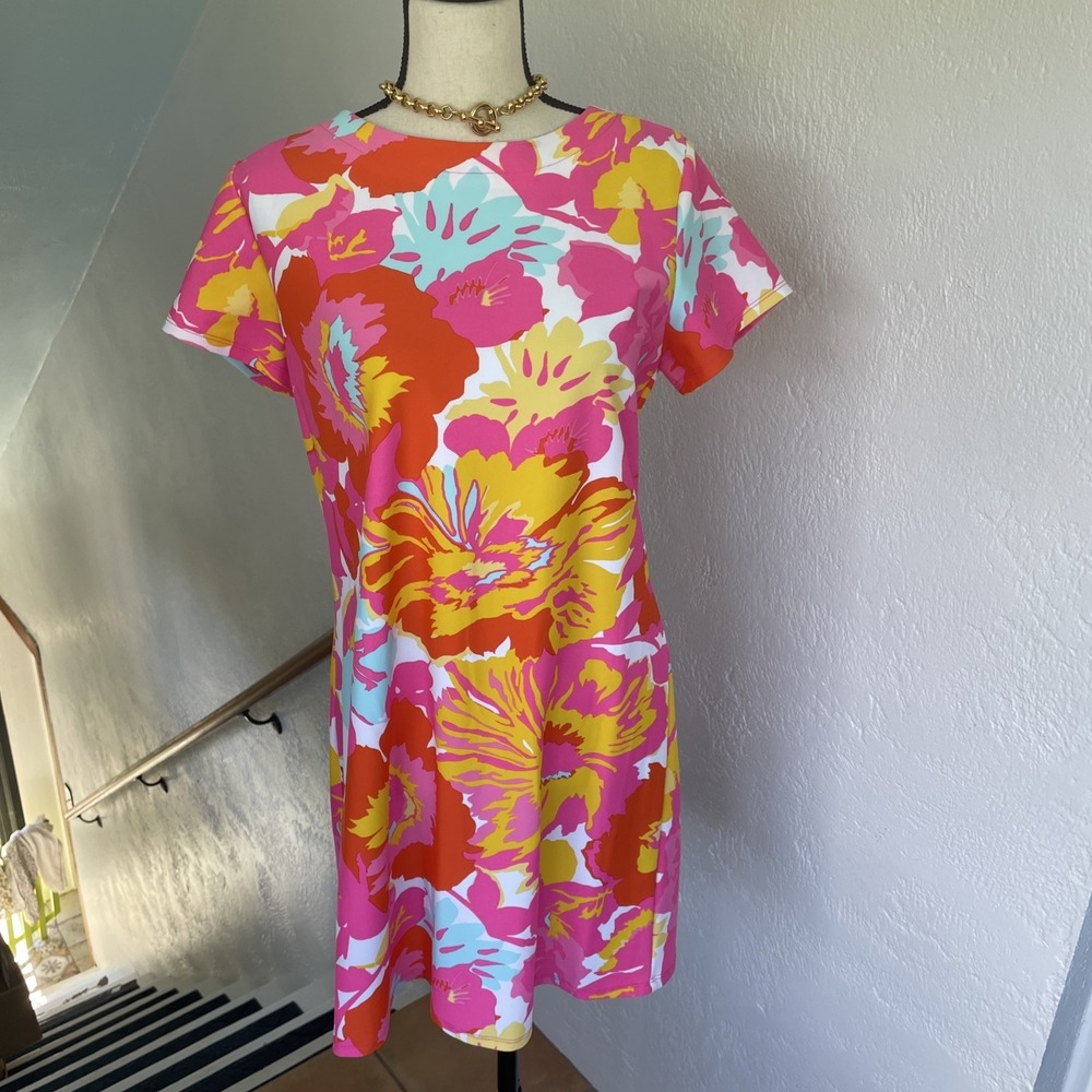 Jude Connally Dress LJude Cloth Spring Party Pink Floral Size M NWOT $178 MSRP